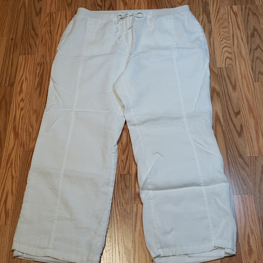 Lined White Linen Pants JM Collection